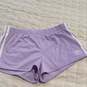 Adidas Light Purple Shorts with White Stripes